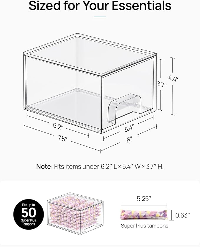 Vtopmart 8 Pack Small Clear Stackable Storage Drawers, Acrylic Bathroom Makeup - Image 2