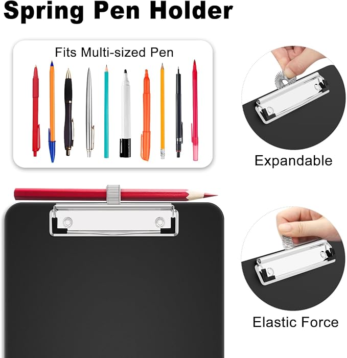 Hongri A5 Clipboard with Storage, Metal Retractable Pen Holder, 6 x 9'' Nursing - Image 3