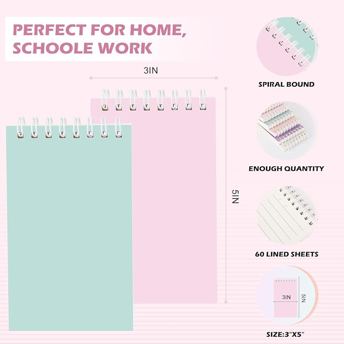 Ddaowanx Small Notebooks, 3x5 Pocket Spiral Notepads - Image 2