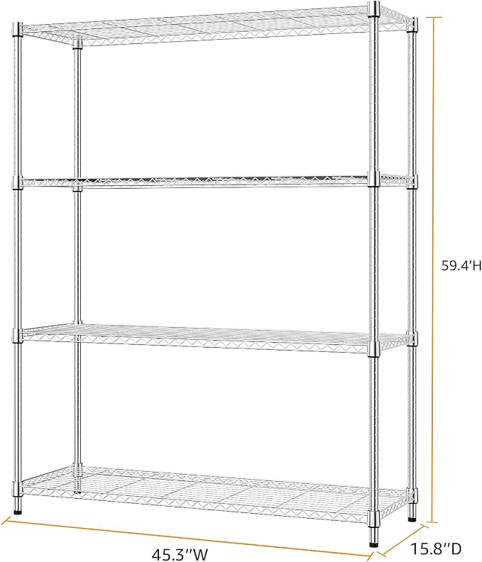 M MZG 5-Shelf Storage Shelves, Wire Shelving Heavy Duty Metal Storage Shelving - Image 3