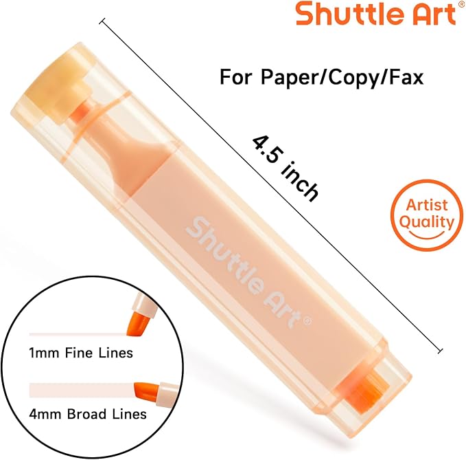 Shuttle Art 8 Pastel Highlighters, Chisel Tip Dry-Quickly Non-Toxic Highlighter - Image 4