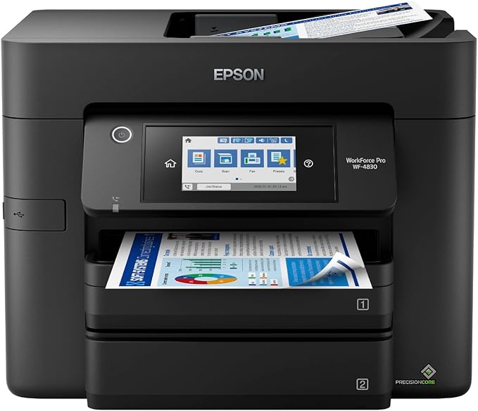 Epson EcoTank ET-2800 Wireless Color All-in-One Cartridge-Free Supertank Printer & Workforce Pro WF-4830 Wireless All-in-One Printer with Auto 2-Sided Print-DeskLoop Office