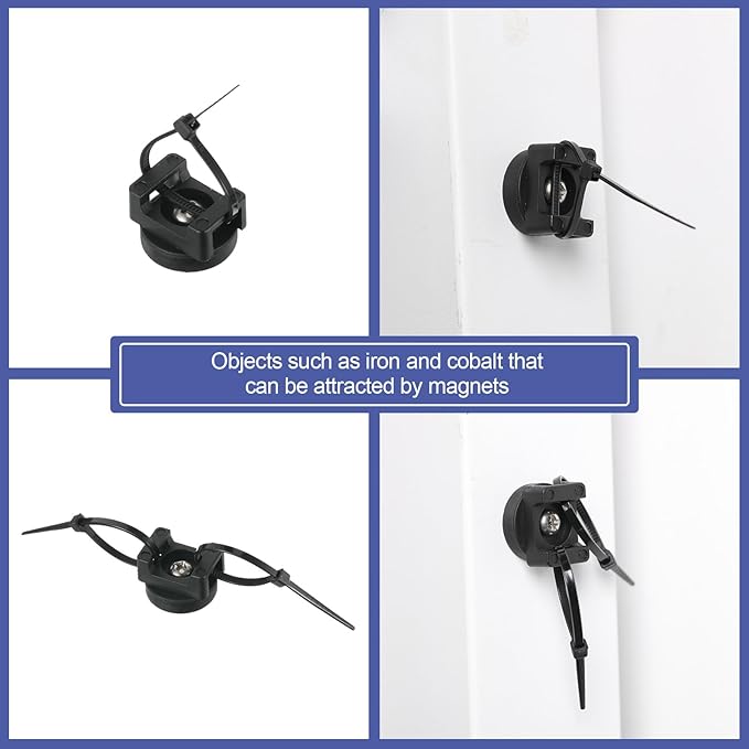 Yookeer 12 Pcs Magnetic Zip Tie Mount Base Black Magnetic Cable Clips Wire - Image 6