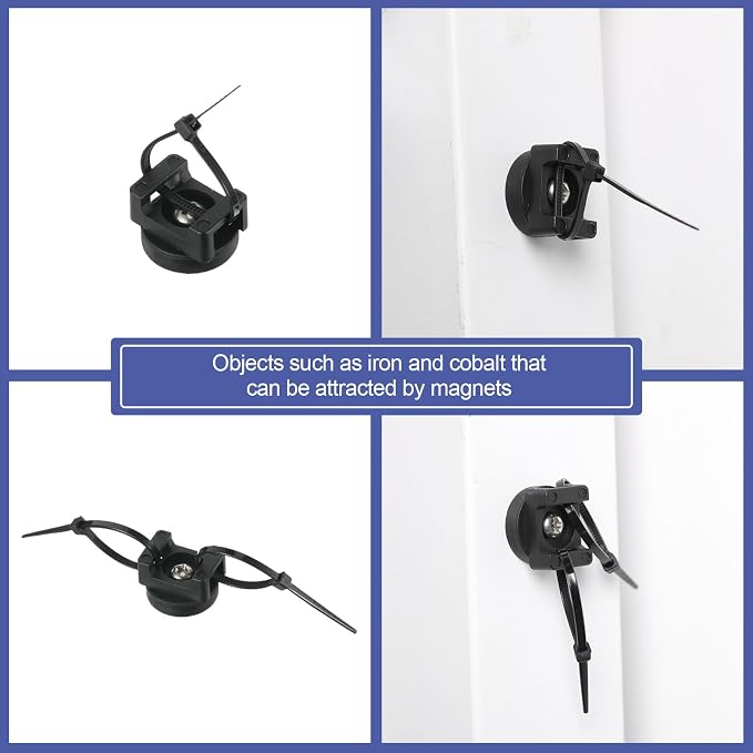 Yookeer 100 Pcs Magnetic Zip Tie Mount Base Black Magnetic Cable Clips Wire - Image 5