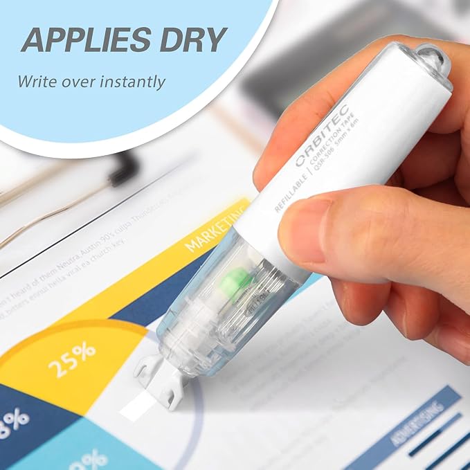 Refillable Retractable White Correction Tape, Mini Small Japan Aesthetic Cute - Image 9