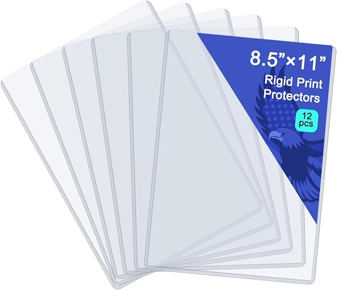 Rainmae 12 Pack 8.5" x 11" Rigid Print Protectors, Paper Sleeves Photo Plastic by Rainmae