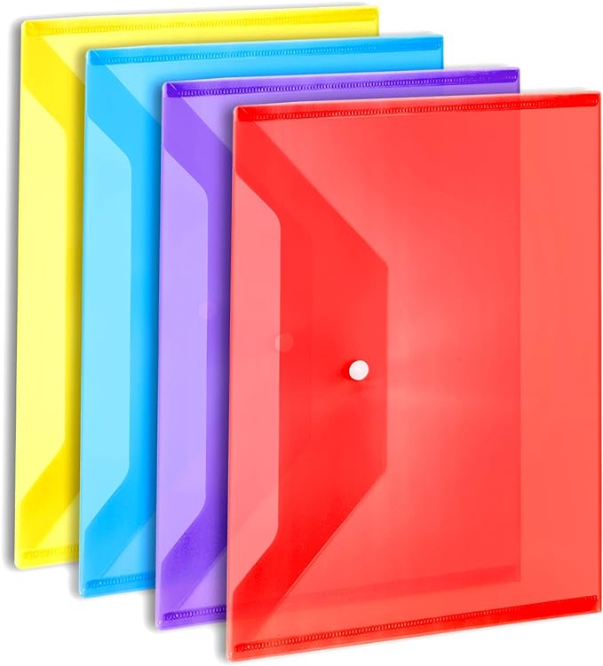LEOBRO Plastic File Folders for Documents, A4 Size Plastic Envelopes by LEOBRO