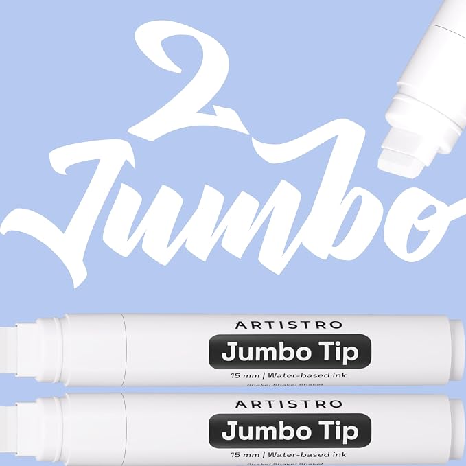 ARTISTRO 2 White Acrylic Paint Markers - 15mm Jumbo-Tip Paint Pens - Perfect by ARTISTRO