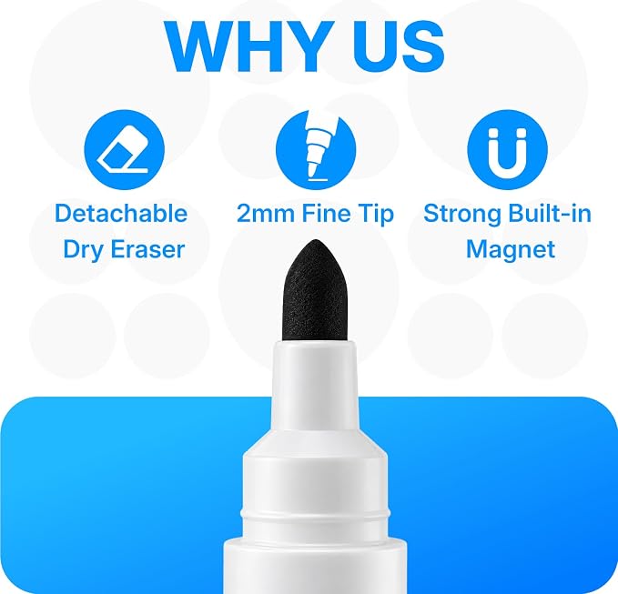 OWLKELA 20 Pcs Magnetic Dry Erase Markers - Image 3