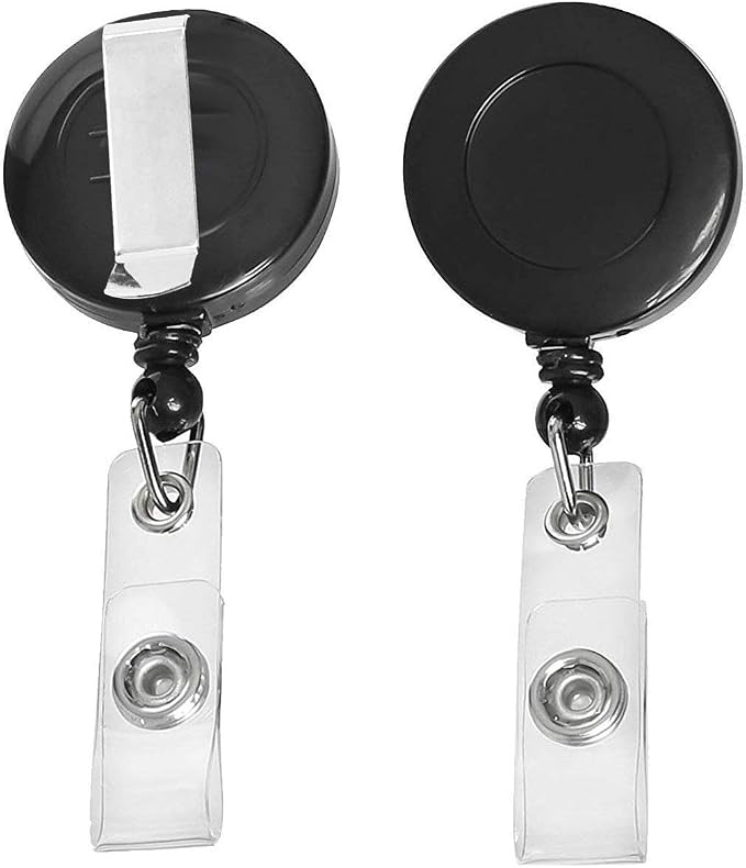 JANYUN 100 Pcs Black Badge Reels Retractable Badges Holder - Image 2