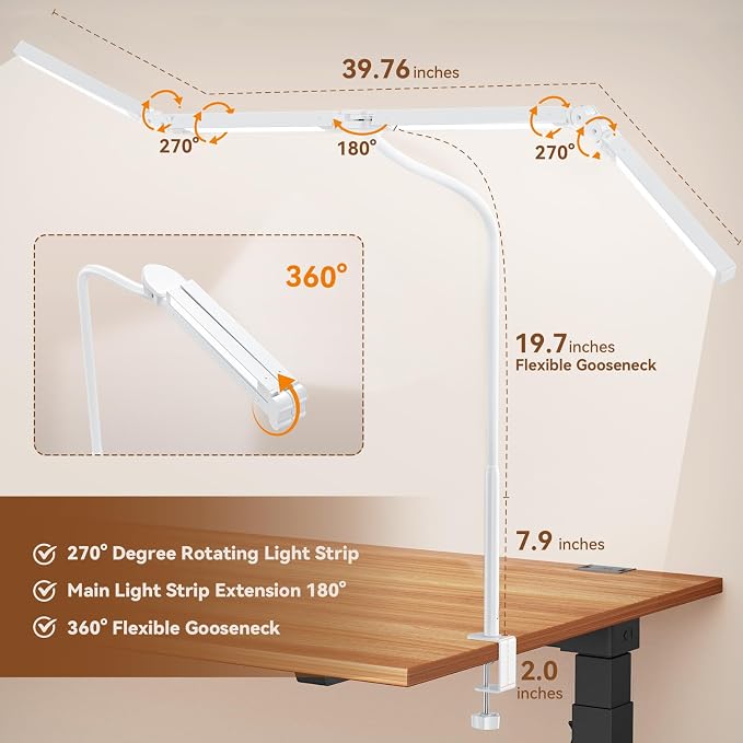 Pzloz Led Desk Lamp with Clamp: Architect Desk Lamp - Image 7