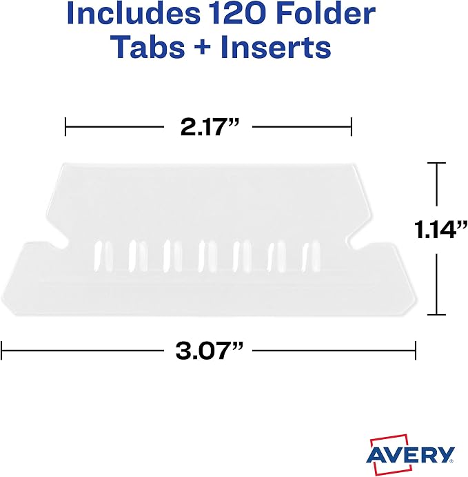 Avery Hanging File Folder Tabs and Inserts, 1/5 Cut, 20 File Folder Tabs and - Image 3