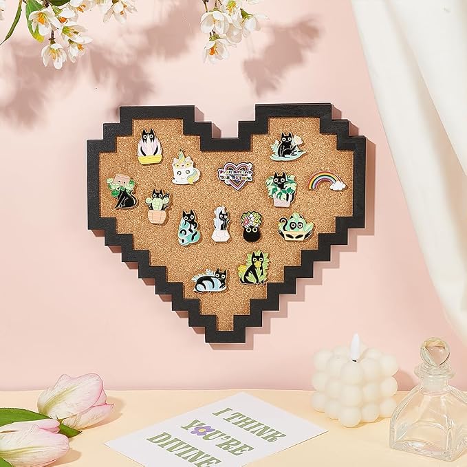 BENECREAT Pin Board Pixel Heart Cork Board, 0.8inch Thick Wall Mounted Cork - Image 5