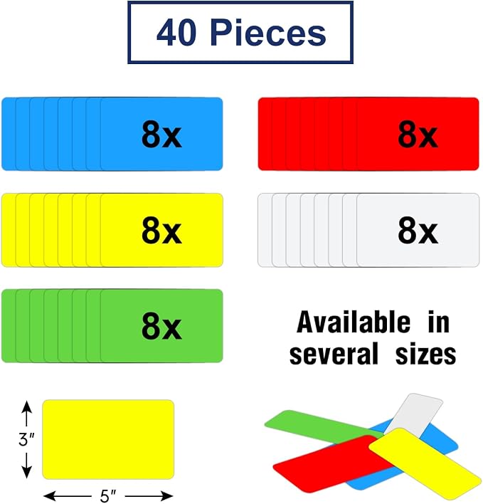 Dry Erase Magnetic Labels 5x3 Inch, 40 Pack, Reusable Magnetic Dry Erase Labels - Image 2