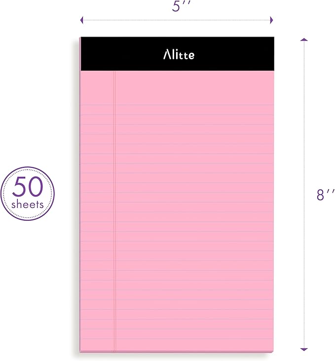 Colored Legal Notepads 5x8, Pack of 12- Perforated Narrow Ruled Writing Pad - Premium Thick Paper, No Ink Bleeding - Legal Pads For Home, Office, School, Business - 50 Sheets Per Notebook-DeskLoop Office