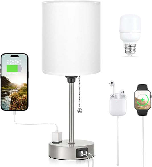 White Bedside Lamp for Bedroom by DicooolDirect