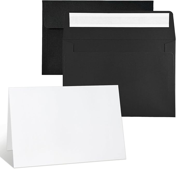 44 Pack Blank Cards and Black Envelopes 4x6, Self-Seal A4 Envelopes by YINUOYOUJIA
