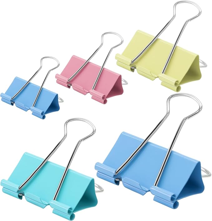 OWLKELA 100 Pcs Colored Binder Clips, Paper Clamps, Paper Binder Clip, Metal by OWLKELA