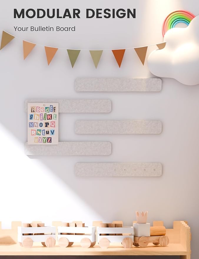 Fluxynara Cork Board Alternative Felt Strip Board 5-Pack 13"x2", Office Pin - Image 5