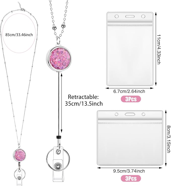 3 Pack Women's Lanyards with 6 Pcs Id Badge Holder - Image 2