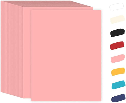 50 Pack Pink Cardstock 8.5 x 11 65lb Paper, Goefun Pink Card Stock Printer Paper by Goefun