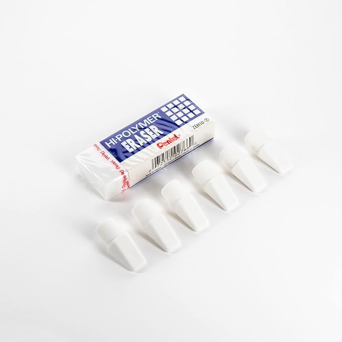 Pentel HI-Polymer Eraser Combo Pack, 6 Caps, 1 Large - Image 2