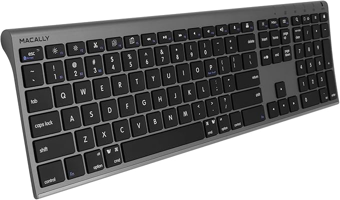 Macally Wireless Bluetooth Keyboard for Mac - Compatible Apple Keyboard or MacBook Pro/Air, iMac - Multi-Device, Up to 3 Devices with 110 Keys, 20 Shortcuts, Numeric Keypad, and Rechargeable-DeskLoop Office