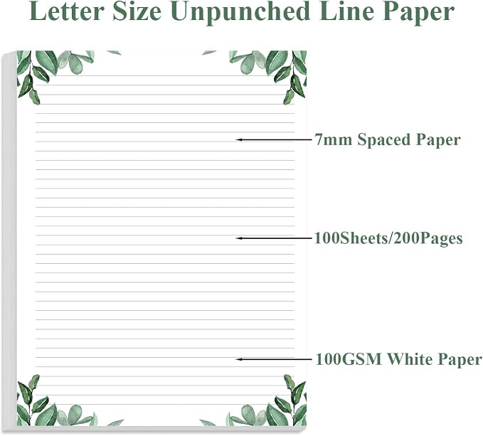 Stationery Lined Paper, Letter Size Unpunched Ruled Filler Paper, - Image 2
