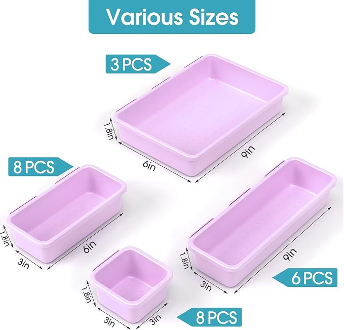 25 PCS Drawer Organizer Set, 4 Size Makeup Drawer Divider Organizer - Image 2