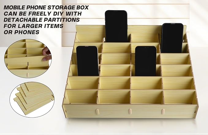 HengTianMei Wooden Desktop Storage Box Mobile Phone Management Storage Box - Image 5