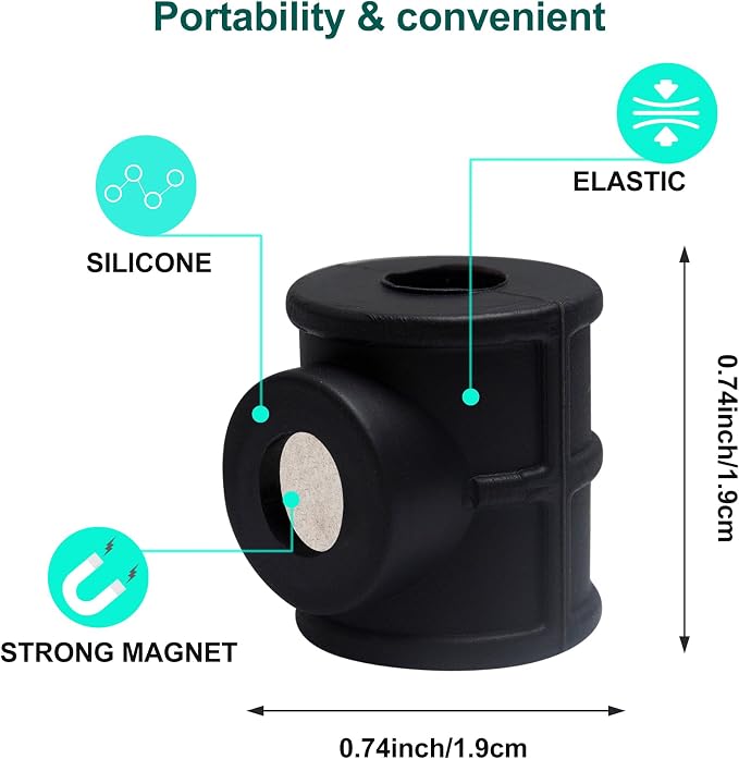 6 Pack Black Strong Magnetic Pen Pencil Holder - Image 2