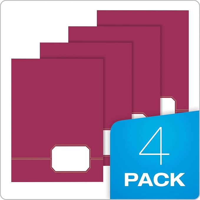 Oxford Monogram Executive Twin Pocket Folders, Letter Size, Burgundy - Image 5