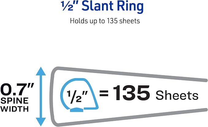 Avery Heavy-Duty View 3 Ring Binder, 0.5 Inch One Touch Slant Rings, 135-Sheet - Image 4