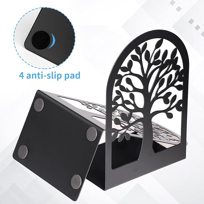 EOOUT Bookends for Shelves Decorative, 5 Pairs of Tree Bookends Supports - Image 4