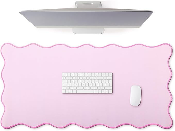 Hahafelt Scalloped Desk Mat Large Desk Pad Cute Coquette Table Mat Back to by Hahafelt