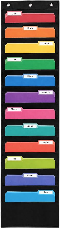 Essex Wares - 12 Pocket File Pocket Chart, and More - Wall Folder Organizer - by EssexWares