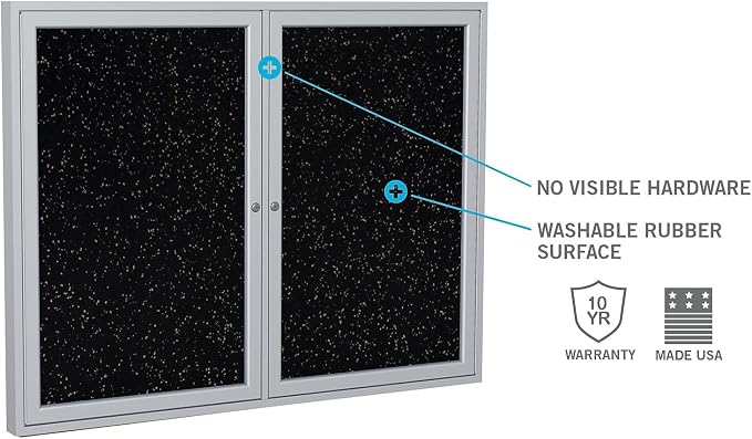 Ghent 36"x30" 1-Door indoor Enclosed Recycled Rubber Bulletin Board, Shatter - Image 3