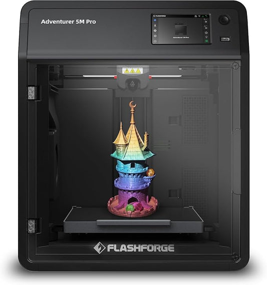 FLASHFORGE Adventurer 5M Pro 3D Printer with 1 Click Auto Printing System, 600mm/s High-Speed, Quick Detachable 280°C Nozzle, Core XY All-Metal Structure, Multi-Functional 220x220x220mm 3D Printer-DeskLoop Office