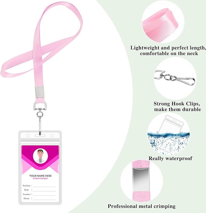 6 Pack Cruise Lanyard with ID Card Holder, Durable Lanyard with Waterproof ID - Image 3