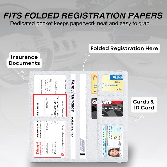 LINTRU 6-Pocket Car Registration & Insurance Card Holder - Image 2