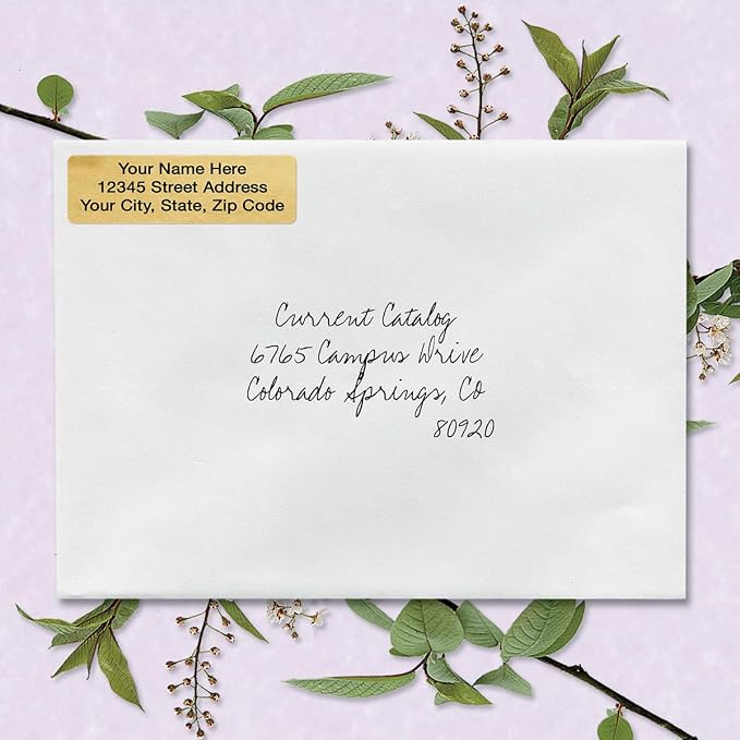 Personalized Return Address Labels, Roll of 250 Gold Foil Self-Adhesive Labels - Image 6