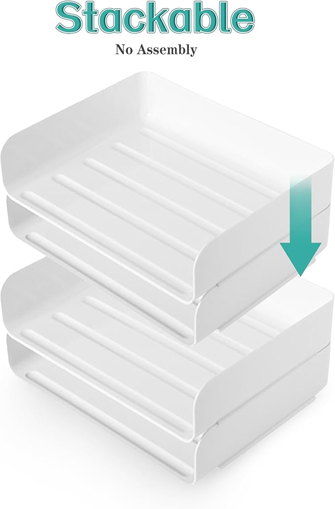 4 Tiers Stackable A4 Paper Trays, Office Desk File Holder, Tidy File Document - Image 3