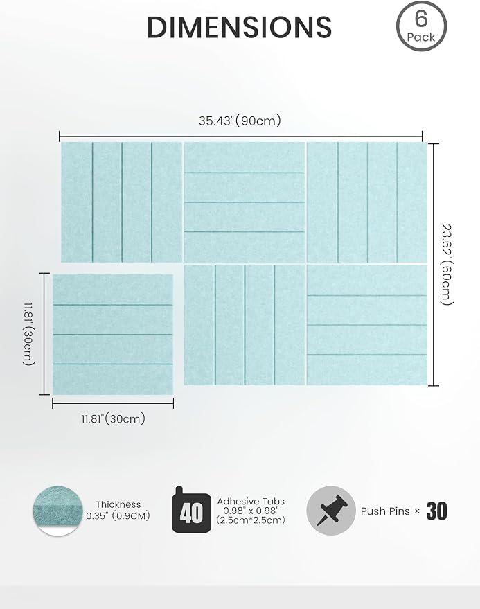 Bumusty Large Cork Board Alternative-36 x 24" Felt Bulletin Board Tiles - Image 2