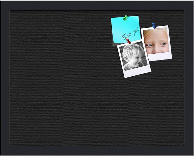 PinPix 18x14 Inch Cork Bulletin Board. This Decorative Framed Pin Board Comes with Solid Black Design and a Satin Black Frame. Ideal for Home Office Decor or Message Board (PinPix-622)-DeskLoop Office