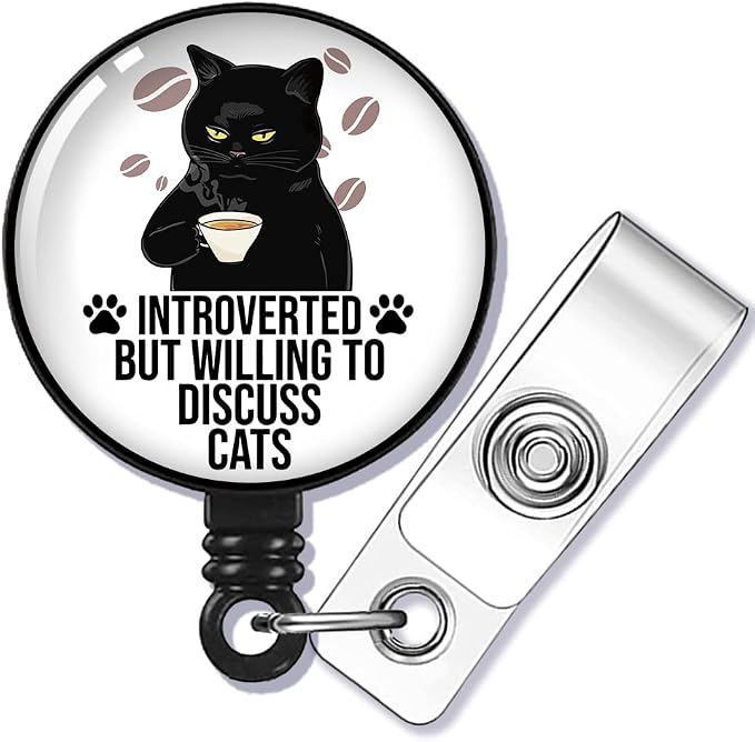 Introverted But Willing to Discuss Cats Badge Reel Retractable by GEYGIE