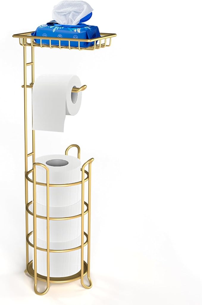 Gold Toilet Paper Holder Stand by TreeLen