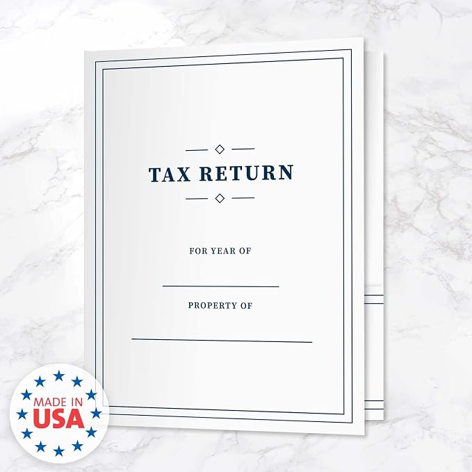 Professional Navy Border Tax Return Folders / 25 Sleek Blue and White 2 Pocket - Image 6