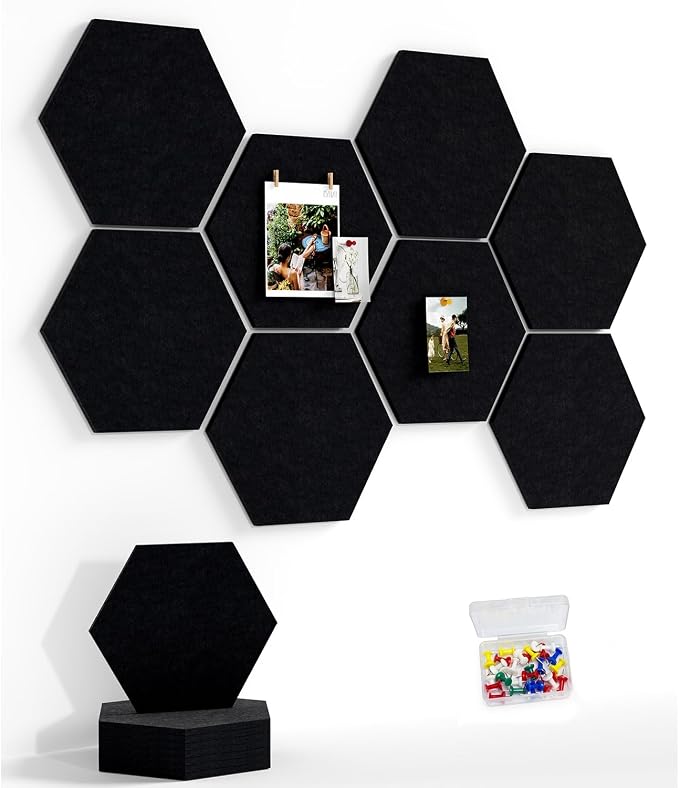 8 Pack Hexagon Felt Bulletin Board Tiles by Uoisaiko