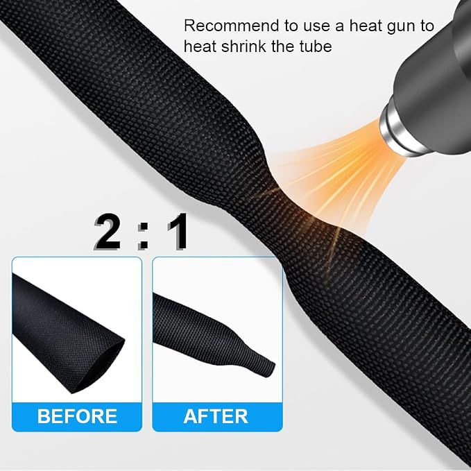 4 FT 4 inch 2:1 Heat Shrinkable Braided Sleeving Heat Shrink Sleeve Abrasion - Image 3