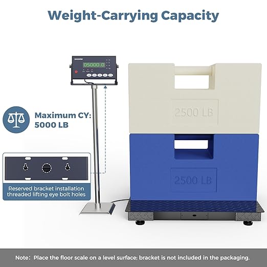 36"x36" Industrial Floor Scale, Heavy-Duty Warehouse Scale with Digital Indicator, Accurate Pallet Scale for Postal Luggage Shipping Mailing Weighing, 5000 lb x 1 lb, Black-DeskLoop Office